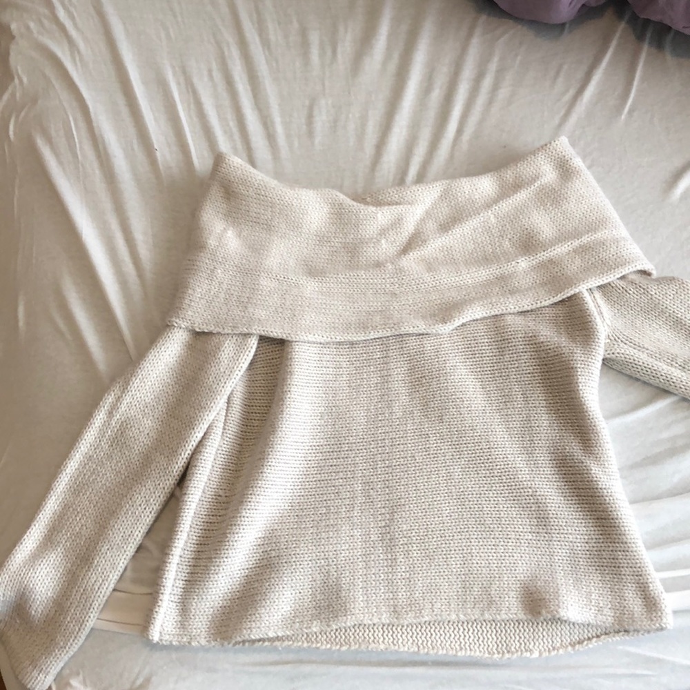 Cream off the shoulder seek sweater